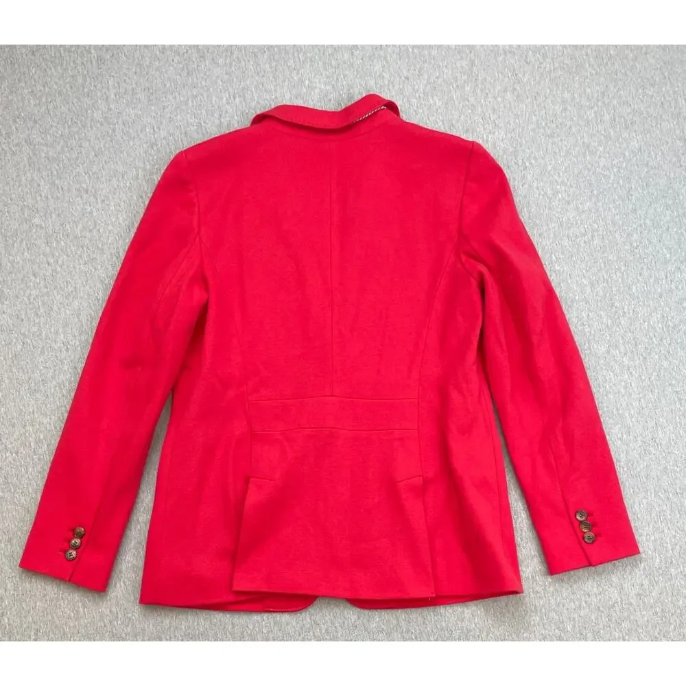 Talbots Blazer Womens 10 Red Cotton Blend Notch Lapel 2-Button‎ Single Breasted